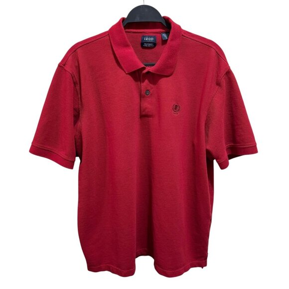 IZOD Mens Size XL Red Silk Wash 100% Cotton‎ Stretch Embroidered Logo Polo - Picture 1 of 5